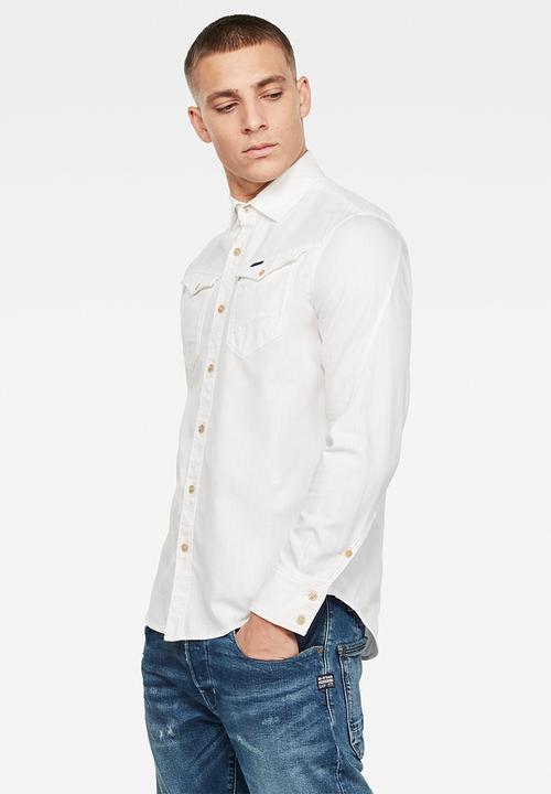 G-STAR - Arc 3d slim long sleeve shirt - white
