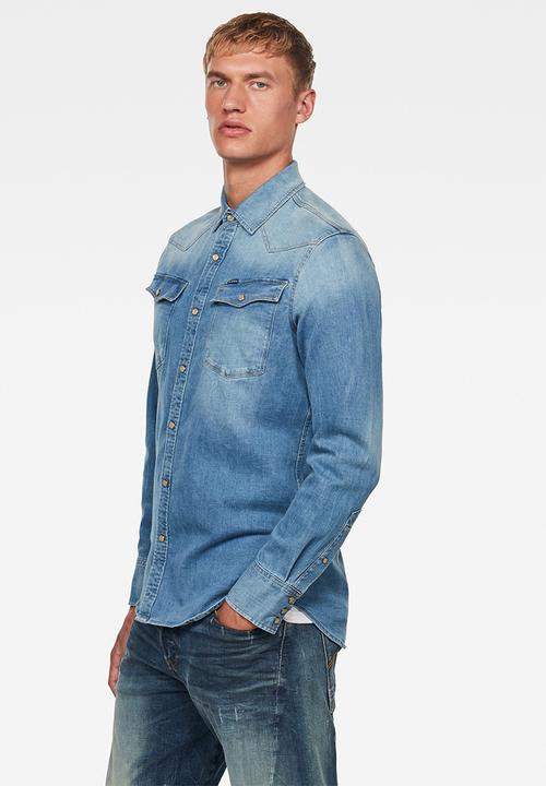 G-STAR - Slim denim long sleeve shirt - blue