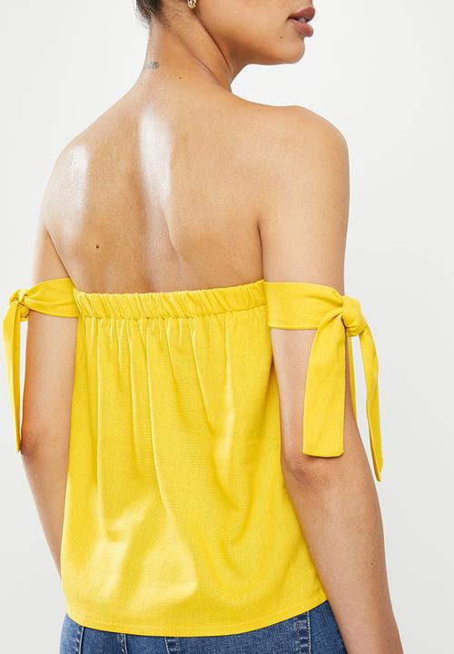 MILLA - Linen bardot top - yellow