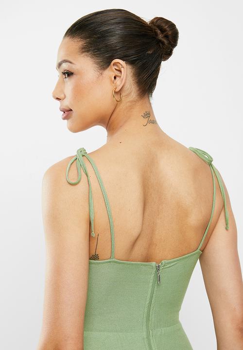 MILLA - Linen cami midi dress - sage green