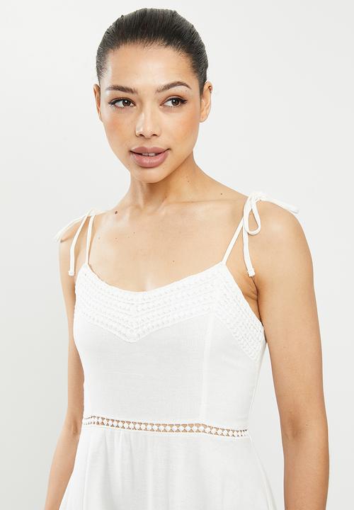 MILLA - Linen cami midi dress - white