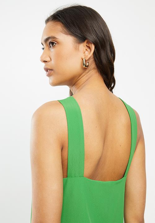 VELVET - Tie neck halter blouse - green