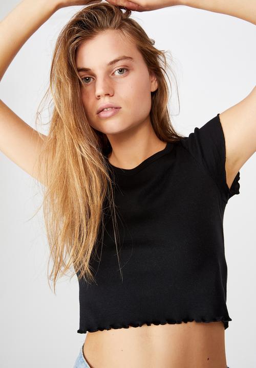 Cotton On - Turnback short sleeve top - black