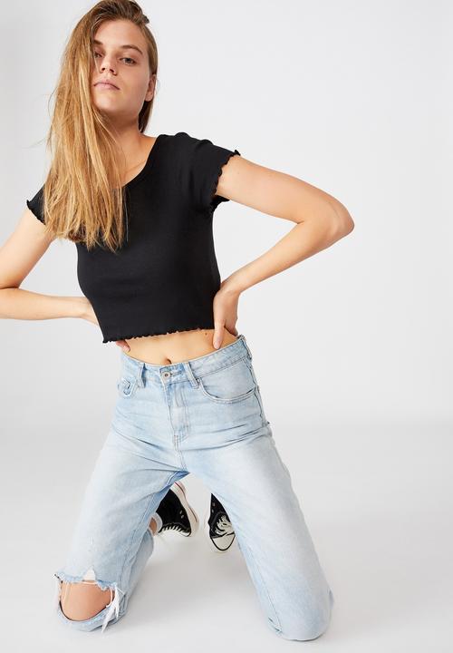 Cotton On - Turnback short sleeve top - black