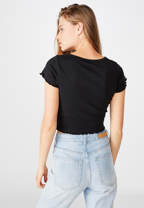 Cotton On - Turnback short sleeve top - black
