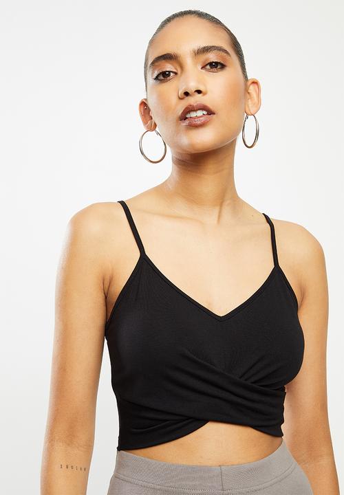 Blake - Cami knot front bralette - black