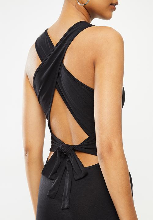 Blake - Cross over back detail mini dress - black