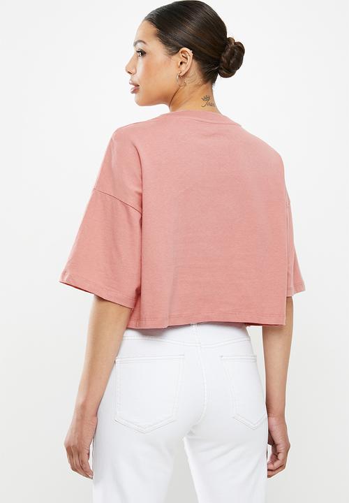 Cotton On - Chopped boyfriend tee - dark mauve