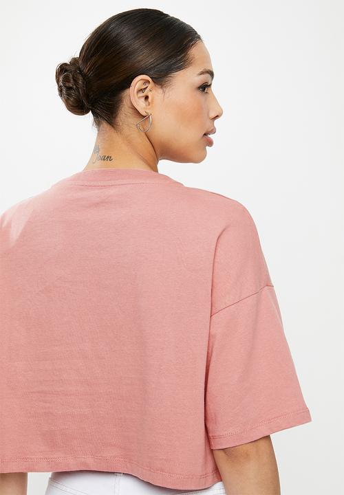 Cotton On - Chopped boyfriend tee - dark mauve