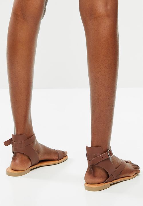 Superbalist - Siera leather ankle strap sandal - brown