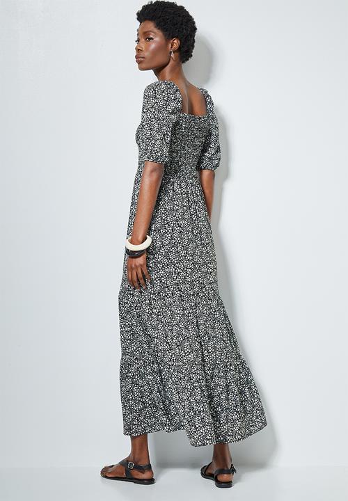 Superbalist - Squareneck puff sleeve maxi - black & white