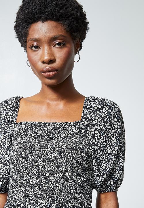 Superbalist - Squareneck puff sleeve maxi - black & white