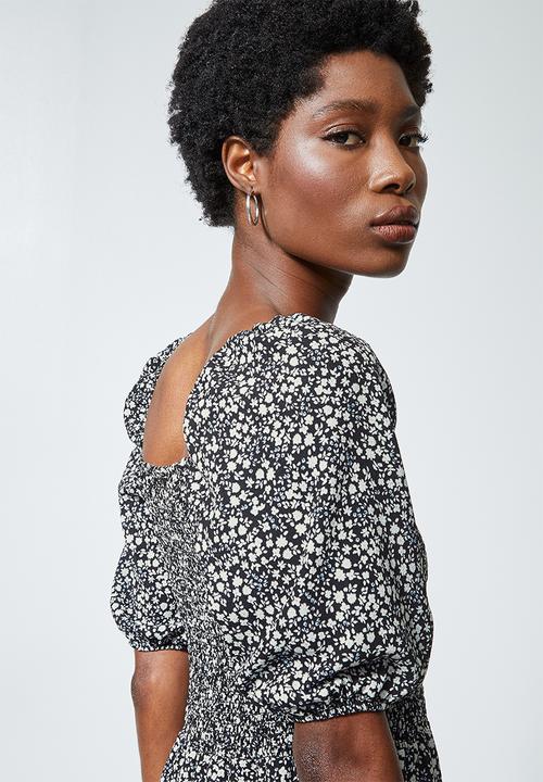 Superbalist - Squareneck puff sleeve maxi - black & white