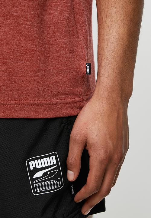PUMA - Ess+ heather tee - red dahlia heather