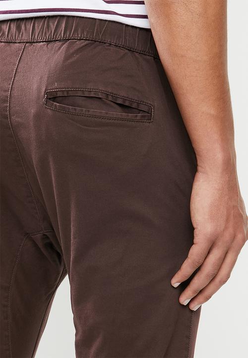 Cotton On - Drake cuffed pant - burgundy