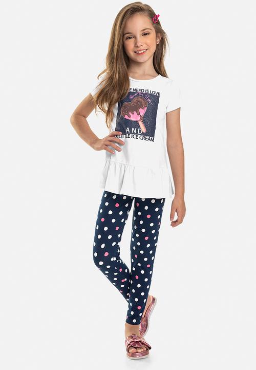 Quimby - Girls  polka dot leggings - multi 