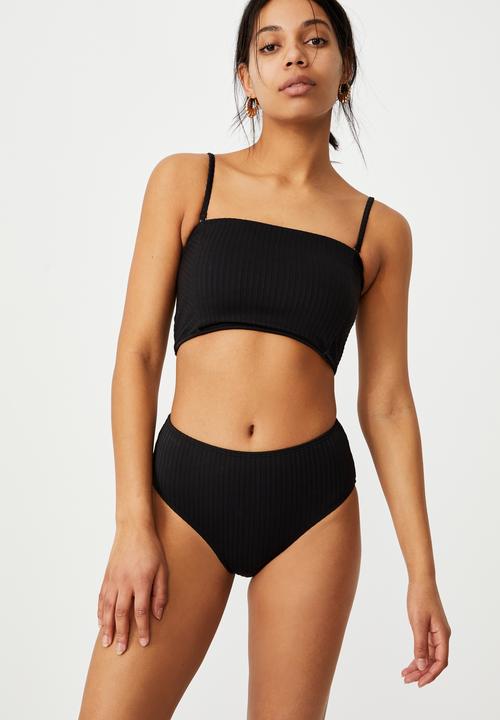 Cotton On - Longline bandeau bikini top - black