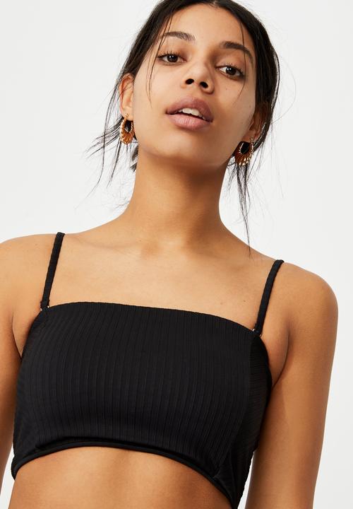 Cotton On - Longline bandeau bikini top - black