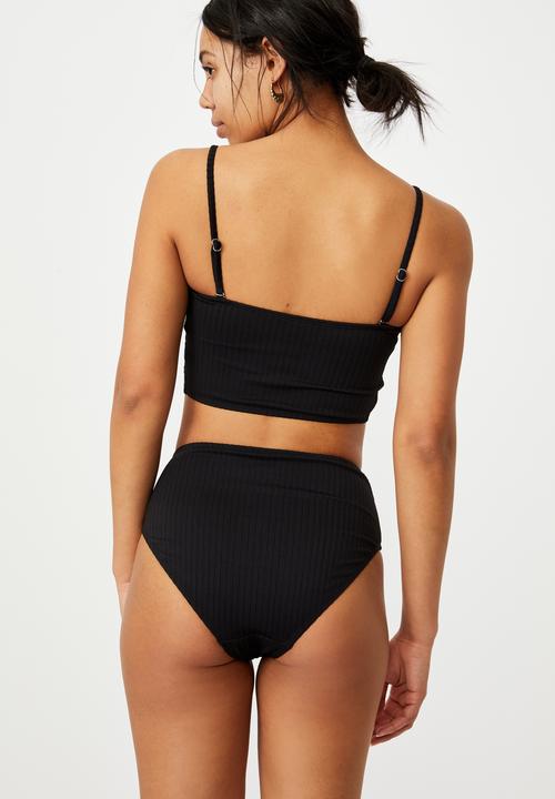 Cotton On - Longline bandeau bikini top - black