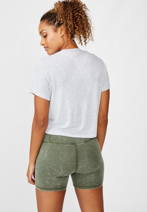 Cotton On - Tie up rib T- shirt - grey marle