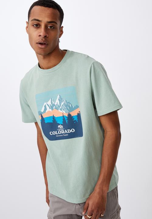 Cotton On - Colorado adventure supply tbar souvenir T-shirt - mist blue