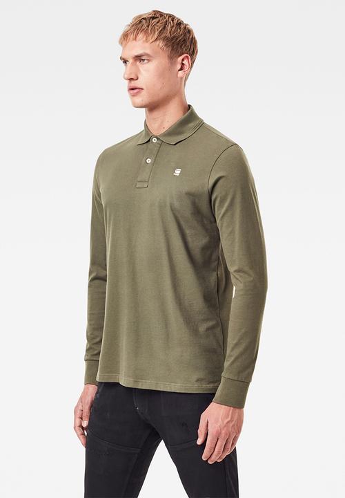 G-STAR - Core long sleeve polo - khaki green