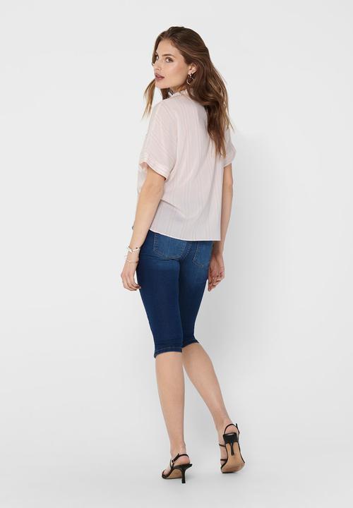ONLY - Agnes short sleeve top - white & pink