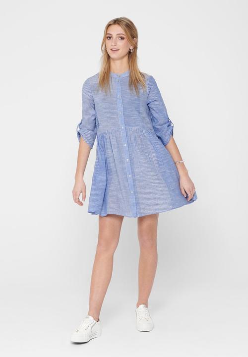 ONLY - Chicago life 2/4 stripe denim dress - blue & white 