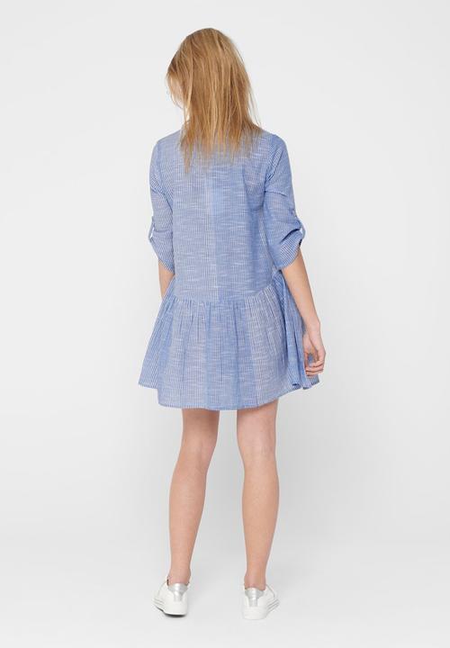 ONLY - Chicago life 2/4 stripe denim dress - blue & white 