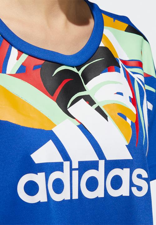 adidas Performance - Farm graphic tee - royal blue & white