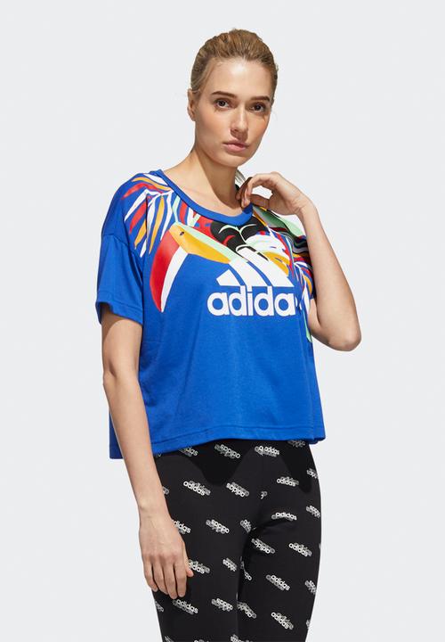 adidas Performance - Farm graphic tee - royal blue & white