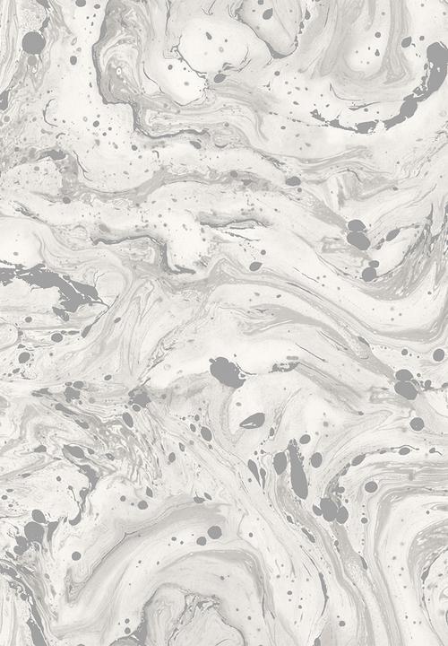 Sixth Floor - Marble swirl printed vinyl wallpaper - grey & silver