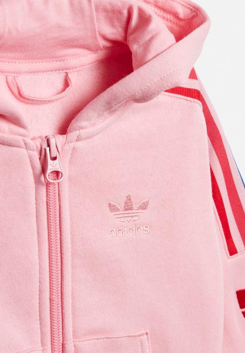 adidas Originals - 3D trefoil hoodie set - light pink
