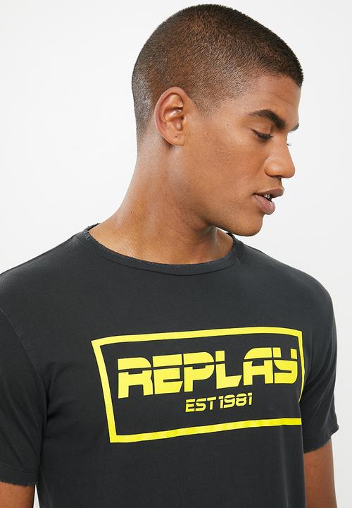 Replay - Garment dyed single jersey tee - black