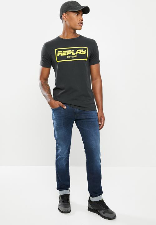 Replay - Garment dyed single jersey tee - black