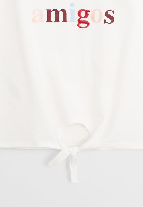MANGO - Amigo tie front short sleeve tee - natural