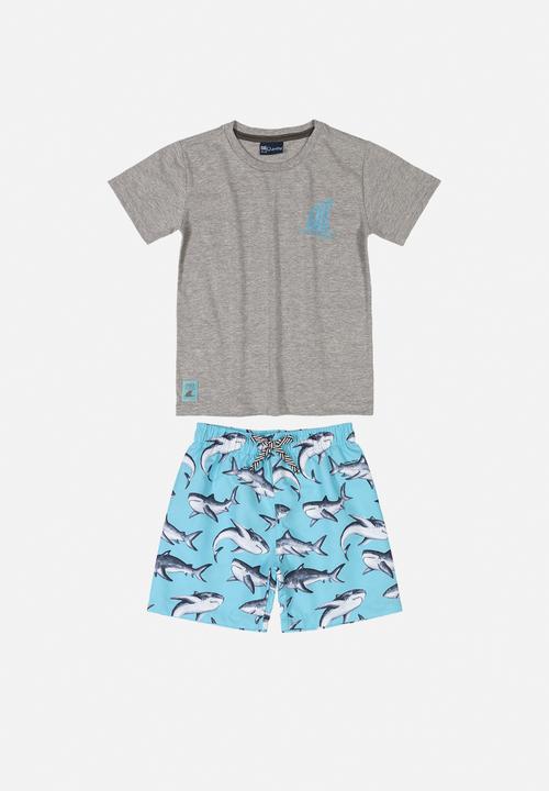 Quimby - Boys tee & microfibre shorts set - grey