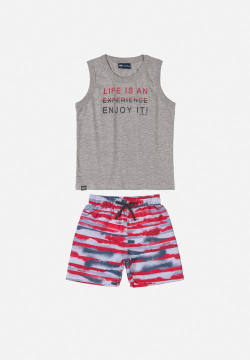 Quimby - Boys tank top & microfibre shorts set - grey