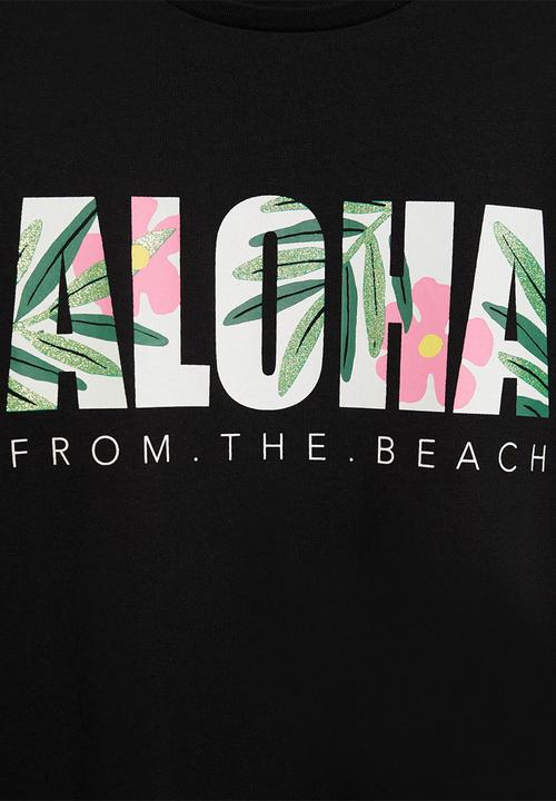 MANGO - Surf short sleeve tee - black