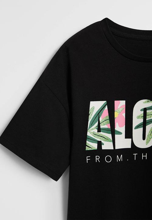 MANGO - Surf short sleeve tee - black