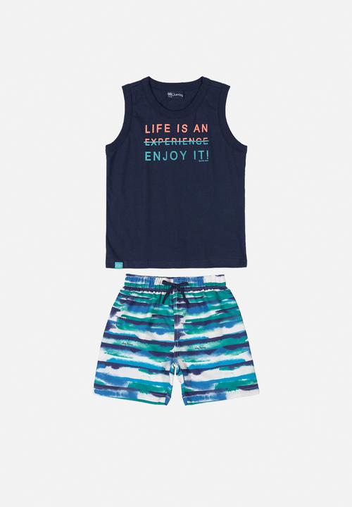 Quimby - Boys tank top & microfibre shorts set - navy