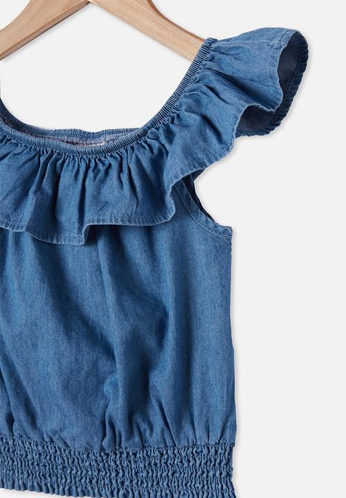 Cotton On - Gemima sleeveless ruffle top - blue