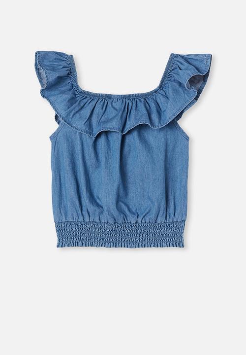 Cotton On - Gemima sleeveless ruffle top - blue