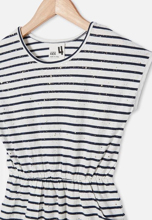 Cotton On - Sigrid short sleeve dress - navy & white 