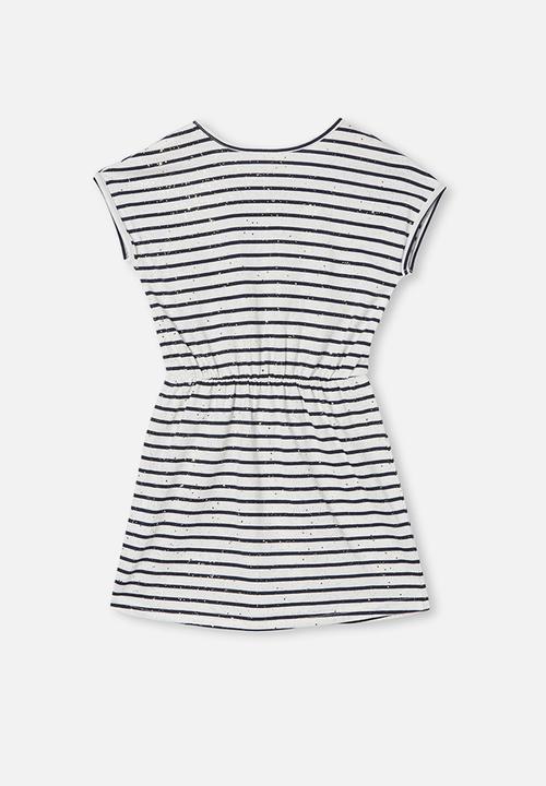 Cotton On - Sigrid short sleeve dress - navy & white 