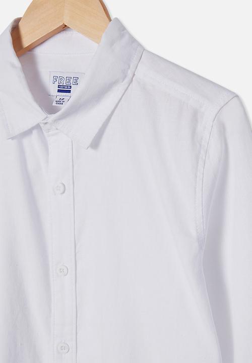 Free by Cotton On - Free boys harper long sleeve shirt - white
