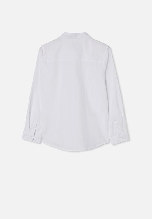 Free by Cotton On - Free boys harper long sleeve shirt - white