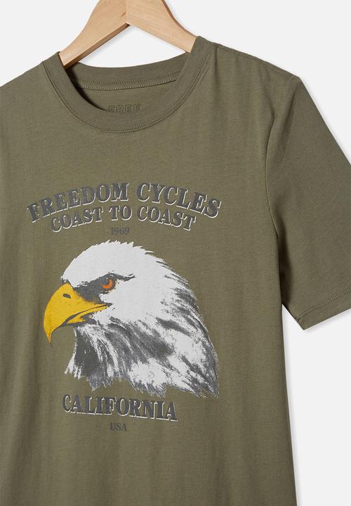 Free by Cotton On - Free boys skater short sleeve tee - khaki 