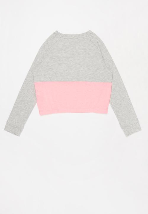 Converse - Converse  blocked long sleeve top - lunar rock heather