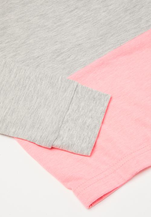 Converse - Converse  blocked long sleeve top - lunar rock heather